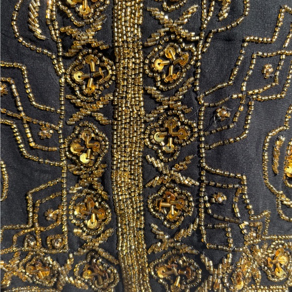 Vintage Nighy Vogue 100% Silk Hand-Beaded Jacket NWT Black & Gold Jacket Sz M - Picture 6 of 8